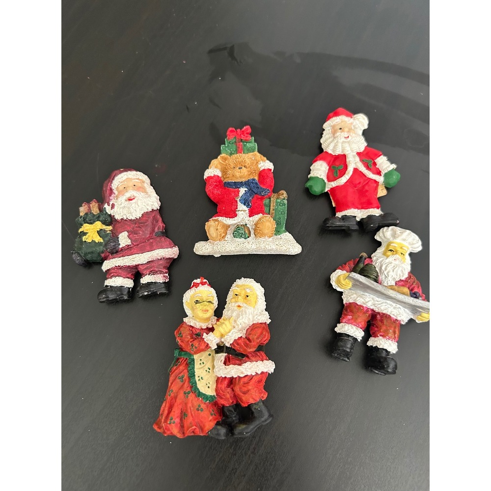 Fridge Magnets Christmas Red Resin Santa Mrs Claus Bear Bulk Lot Holiday Decor
